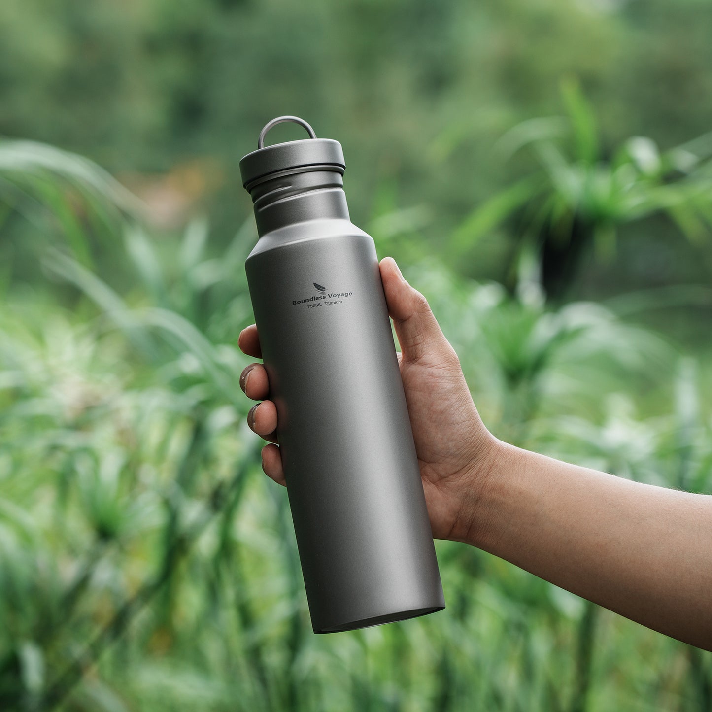 Boundless Voyage Titanium Water Bottle 750ml with Lid Wide Mouth Leak-Proof Reusable Sport Drinking Bottle for Camping Hiking Tea Coffee