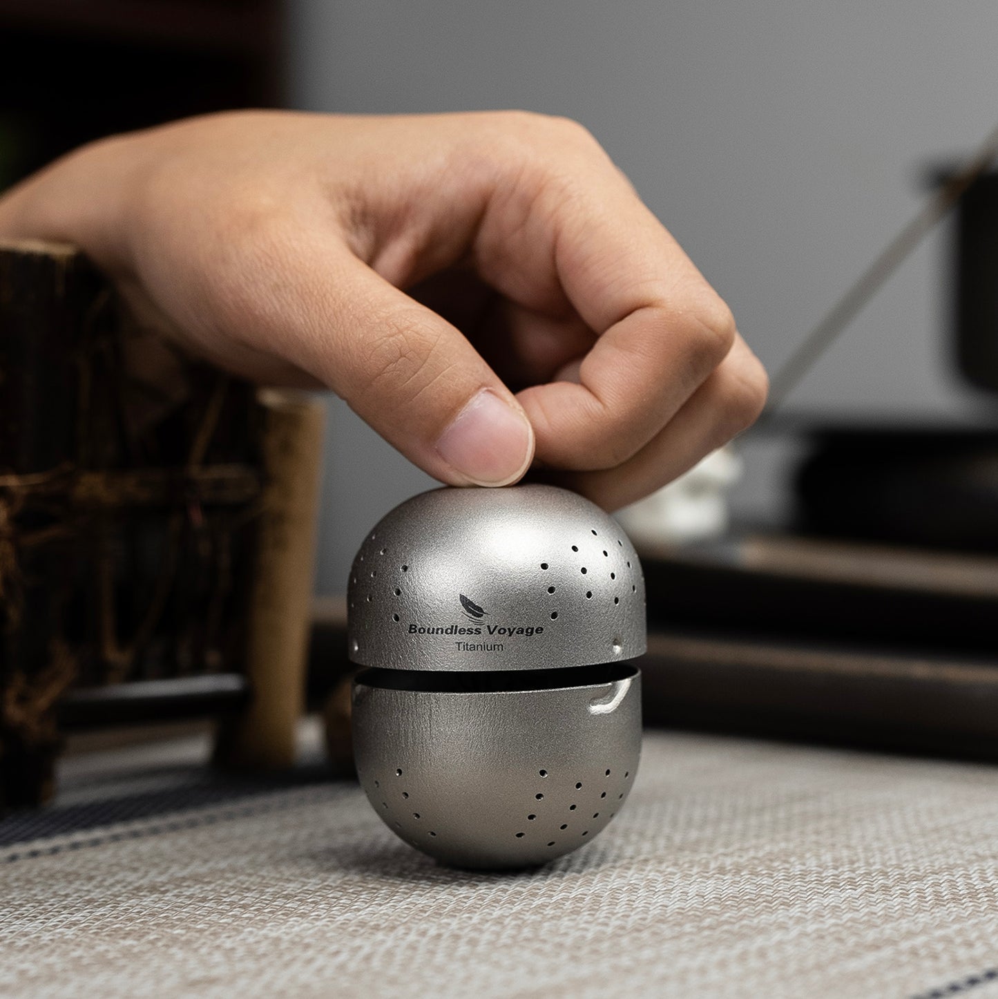 Boundless Voyage Titanium Tea Ball Infuser – Lightweight Loose Leaf Tea Strainer with Extended Chain, Fine Mesh Tea Filter for Mug, Teapot & Spices