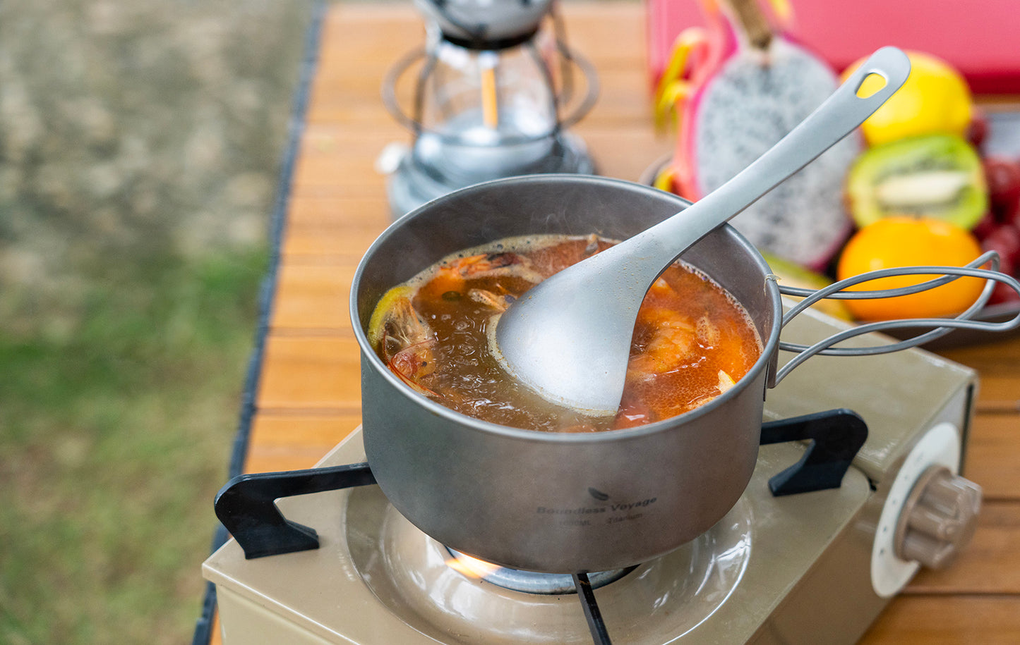 Boundless Voyage Titanium Serving Spoon 21.5cm – Large Ultralight Cooking Spoon for Camping, Outdoor Kitchen & Food Serving