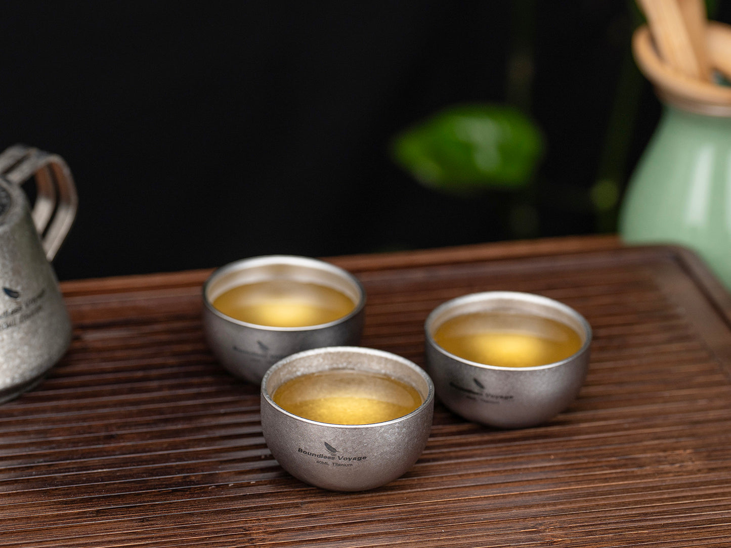 Boundless Voyage 40ml Titanium Double-Walled Sake Cup | 18g Ultralight Mini Tea & Coffee Mug | Anti-Scald Insulated Tasting Cup for Camping