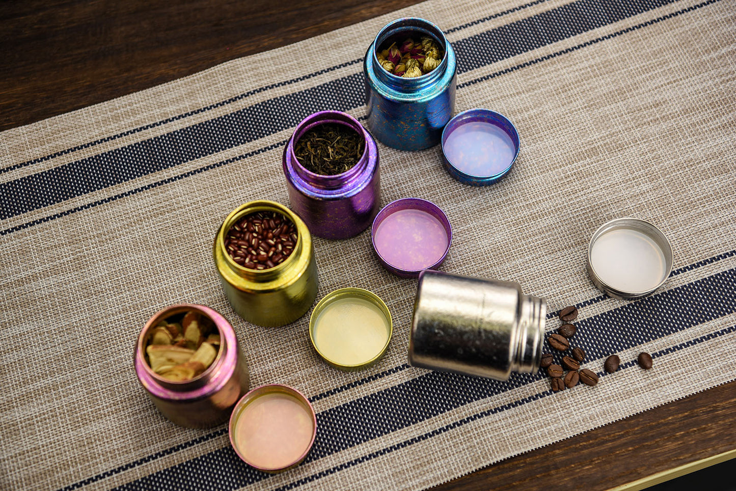 Boundless Voyage Mini Titanium Tea Caddy – Colorful Ice Texture Tea Canister for Loose Leaf Tea, Coffee, Spices & Portable Dry Storage