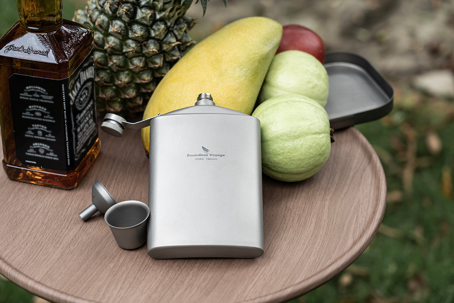 Boundless Voyage 250ml Titanium Flask with Carry Bag – Ultralight 8.5oz Pocket Liquor Bottle, Pure TA1 Titanium Hip Flask, Leakproof Travel Flask for Camping, Hiking & Gifts