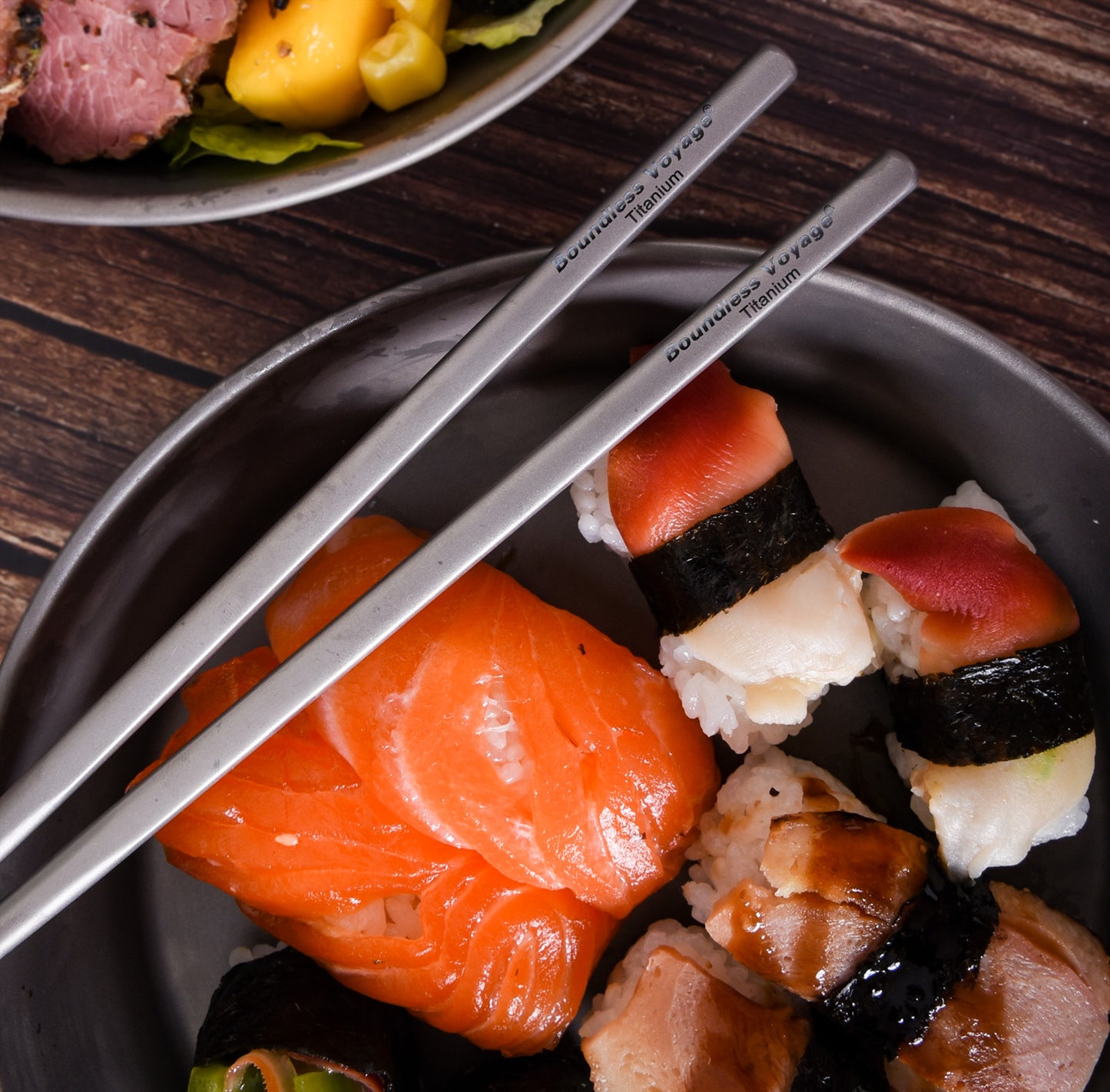 Boundless Voyage 23cm Titanium Square Chopsticks – Ultralight Reusable Cutlery for Home, Camping, Travel & Outdoor Dining