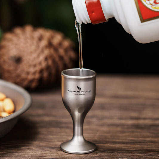 Boundless Voyage Titanium Mini Shot Glass Set | Ultralight Stackable Whiskey & Tequila Cups | Unbreakable & Non-Toxic Spirit Glasses for Camping, Barware & Groomsmen Gifts