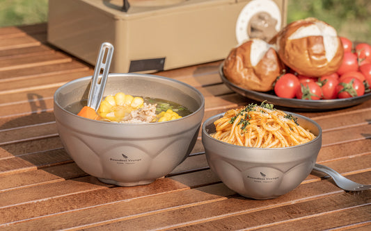 Boundless Voyage Titanium Double-Wall Bowl Set – 500ml & 800ml Insulated Camping Bowls for Soup, Oatmeal & Outdoor Dining