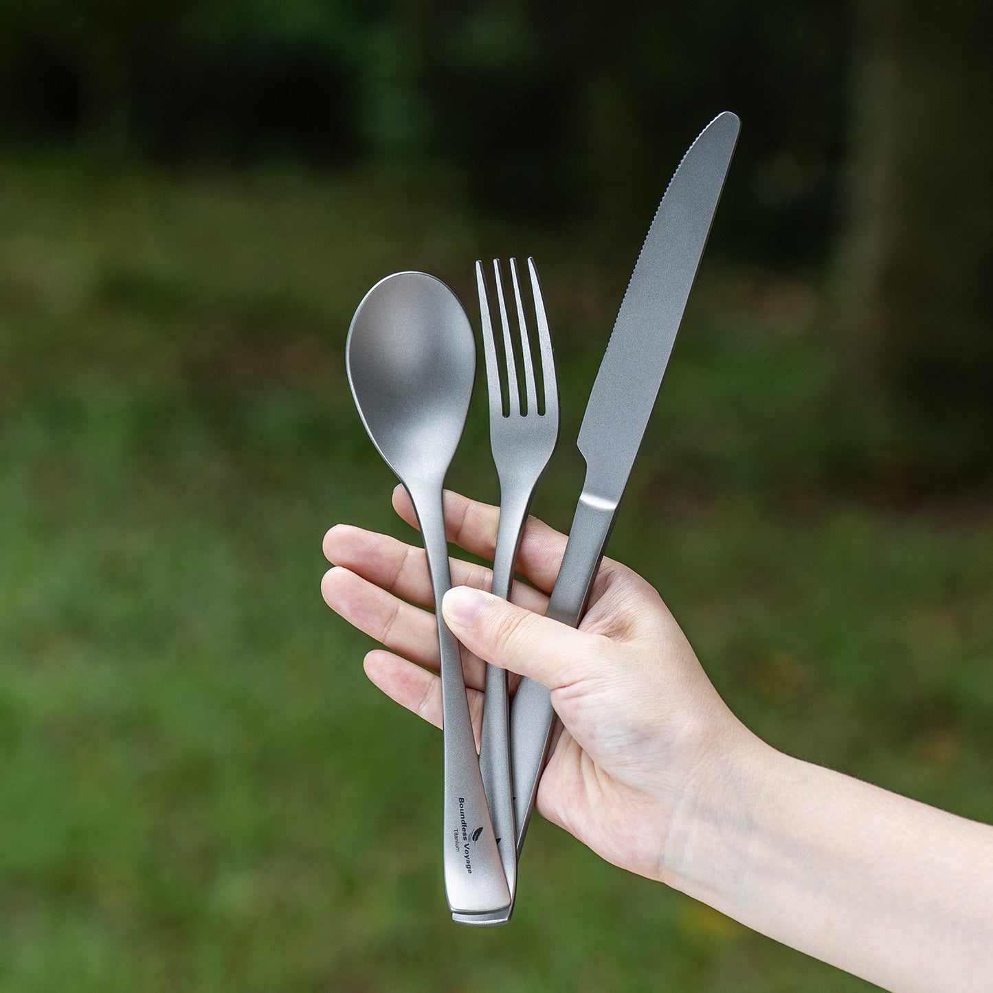 Boundless Voyage Titanium Flatware Set – Portable Outdoor Knife Fork Spoon Kit for Camping, Backpacking & Everyday Use