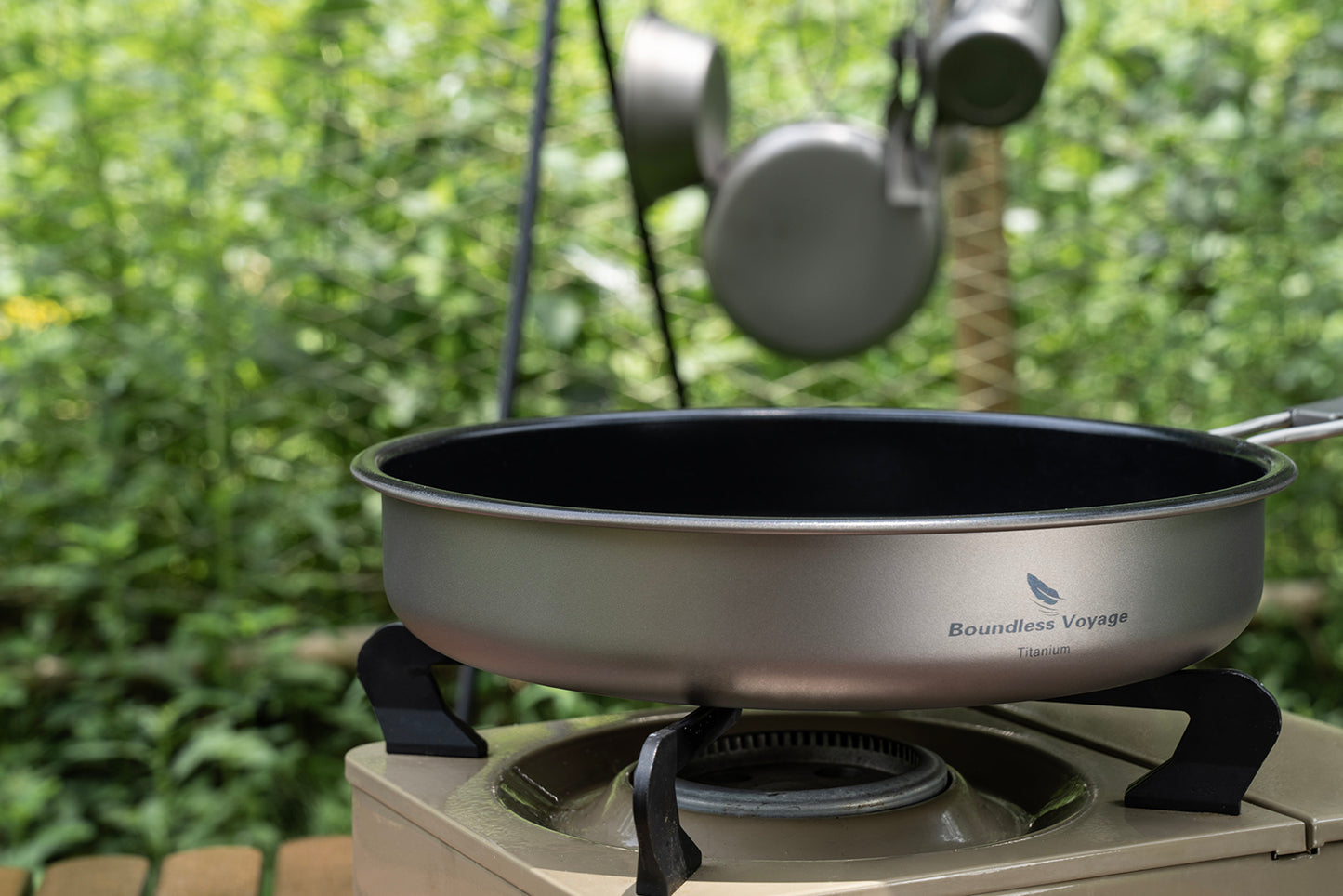 Boundless Voyage Titanium Non-Stick Frying Pan – Ultralight Camping Skillet with Folding Handle