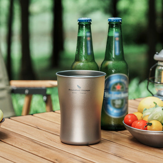 Boundless Voyage 380ml TA1 Titanium Beer & Beverage Mug – Ultralight Coffee, Tea & Juice Cup for Camping, Picnic & Outdoor Adventures