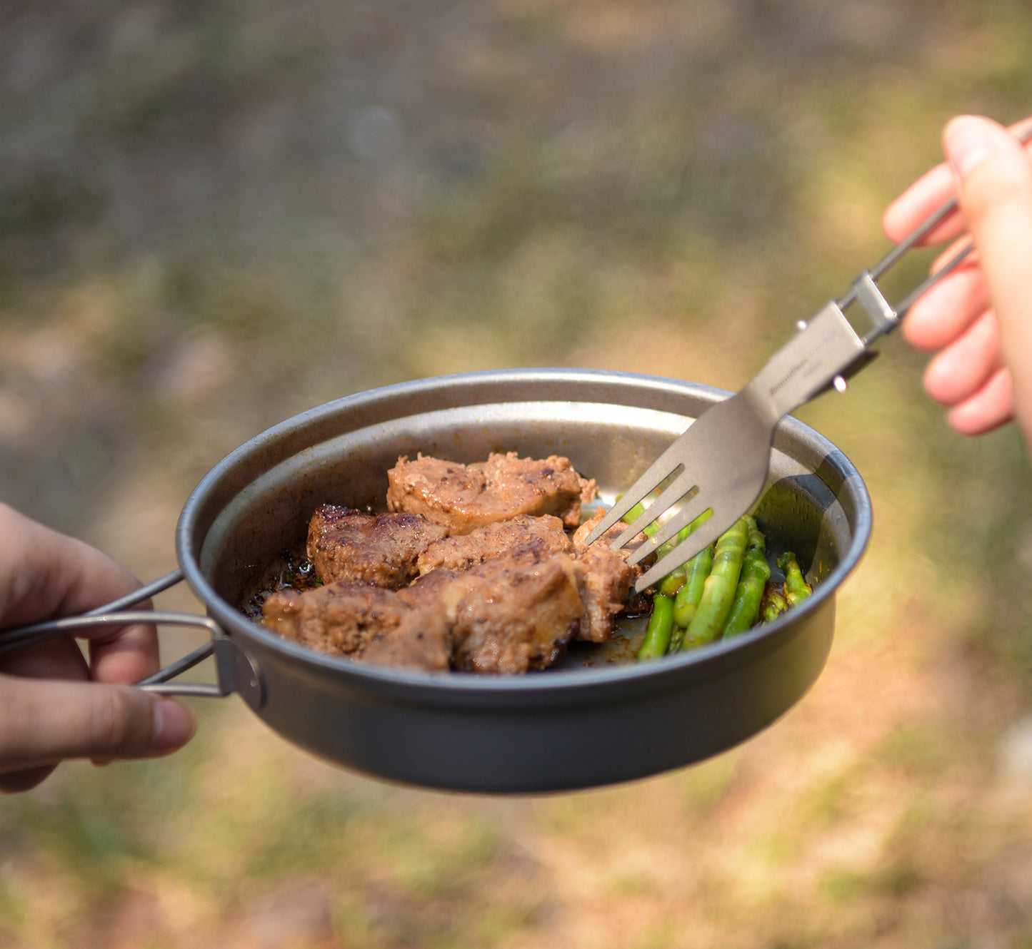 Boundless Voyage Titanium Pot & Frying Pan Set 1200ml – Ultralight Camping Cookware, Nesting TA1 Titanium Cooking Set for Backpacking, Hiking & Outdoor Cooking