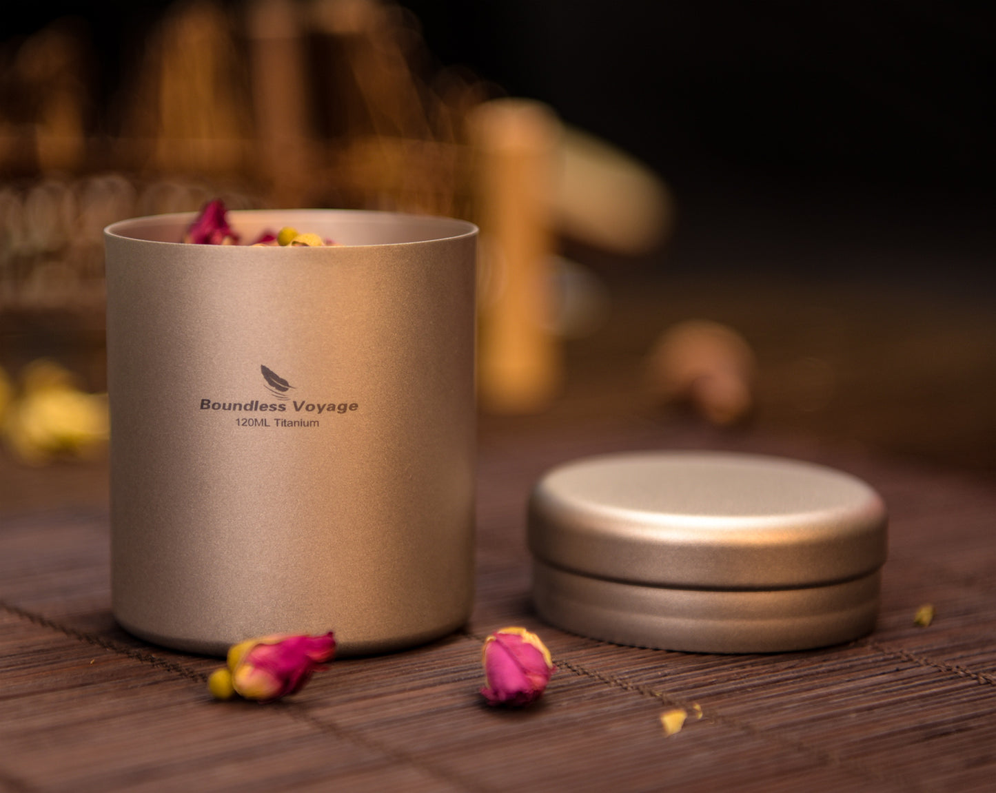 Boundless Voyage 120ml Titanium Tea Caddy – Ultralight Portable Tea Canister for Loose Leaf Tea, Coffee Beans, Spices & Dry Storage Container