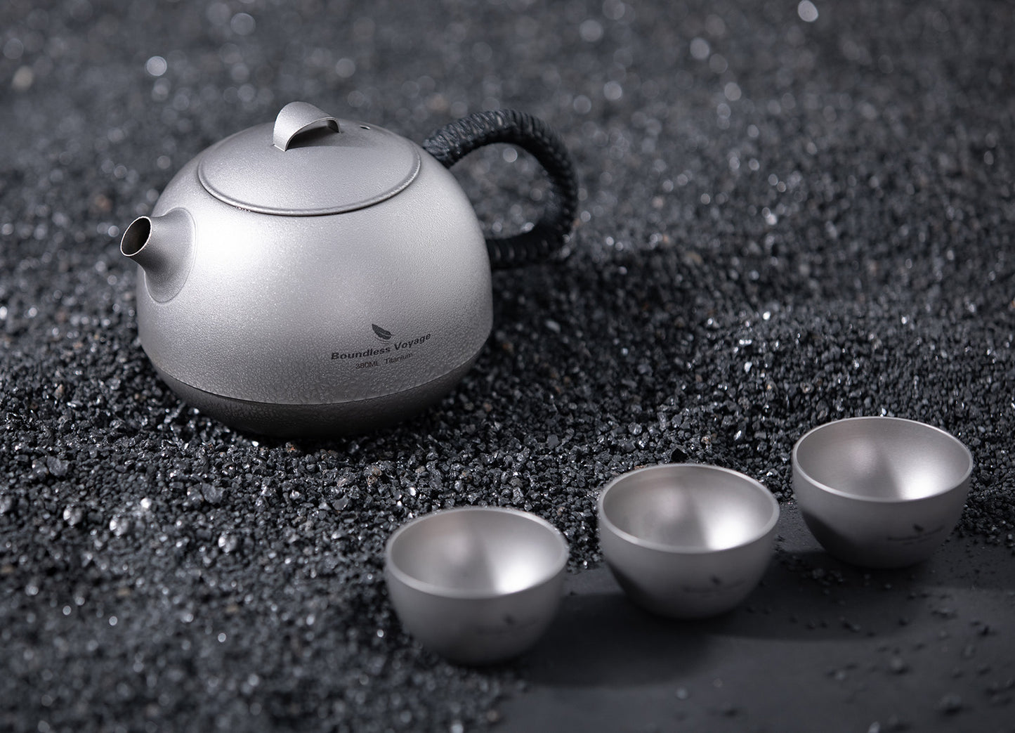 Boundless Voyage Titanium Kung Fu Tea Set | 380ml Kettle & 3PCS 25ml Cups | Anti-Scald Ultralight Tea Maker for Camping, Hiking & Travel