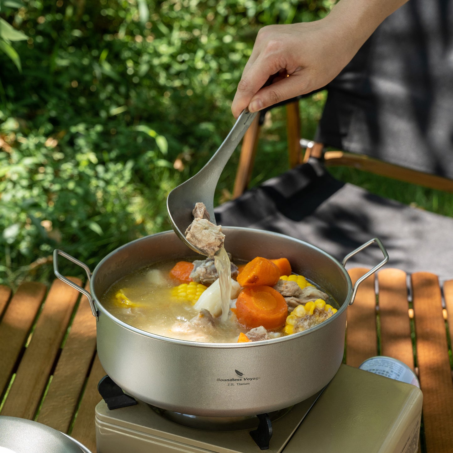 Boundless Voyage 2.2L Titanium Stock Pot with Lid – Ultralight Wide Camping Cooking Pot, TA1 Titanium Outdoor Cookware for Hiking, Picnic & Home Kitchen