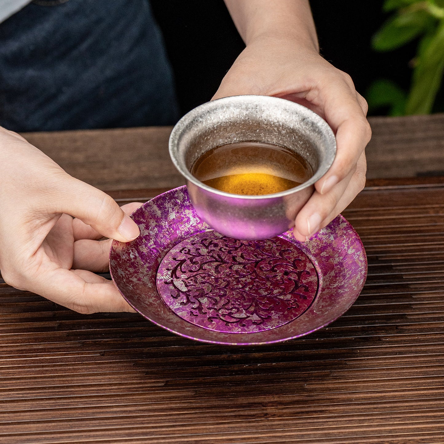Boundless Voyage Titanium Tea Tray – Detachable Gongfu Tea Drain Tray with Water Storage for Home, Office & Travel