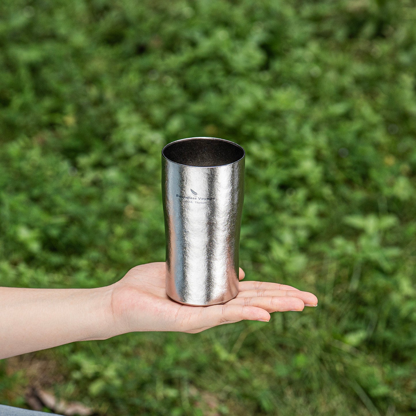 Boundless Voyage Titanium Double-Walled Cup 300ml – Ultralight Crystallized Finish Mug for Coffee, Beer & Outdoor Camping