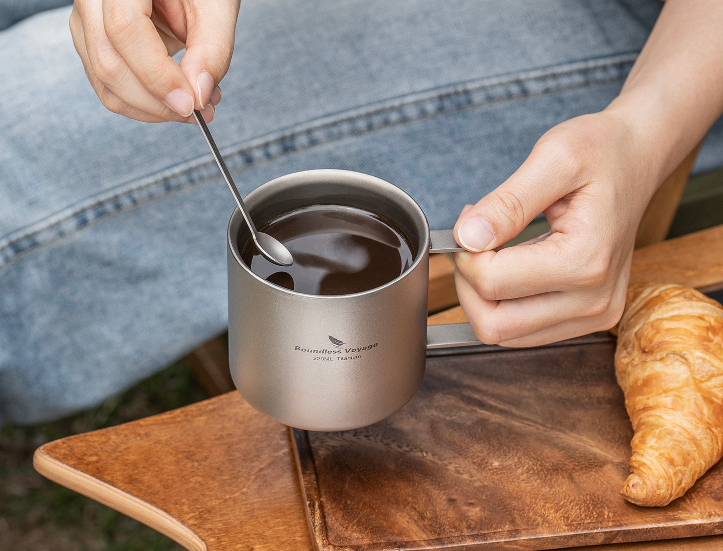 Boundless Voyage 220ml Double-Walled Titanium Cup | Ultralight Insulated Mini Coffee Mug | Anti-Scalding Tea Cup for Camping, Travel & Home
