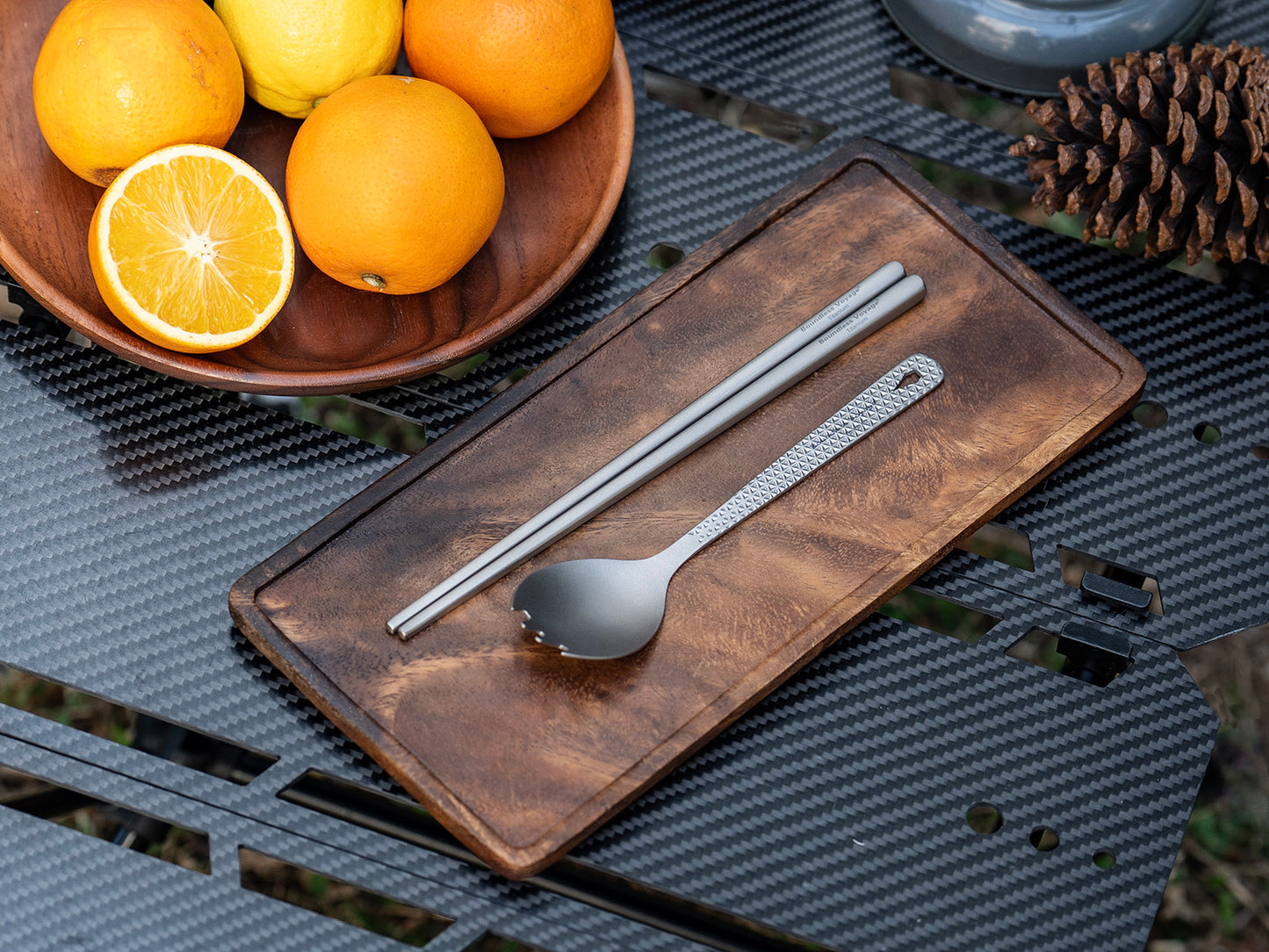 Boundless Voyage Titanium Chopsticks & Spork Set | Ultralight 2-in-1 Camping Cutlery | Non-Coated & Dishwasher Safe