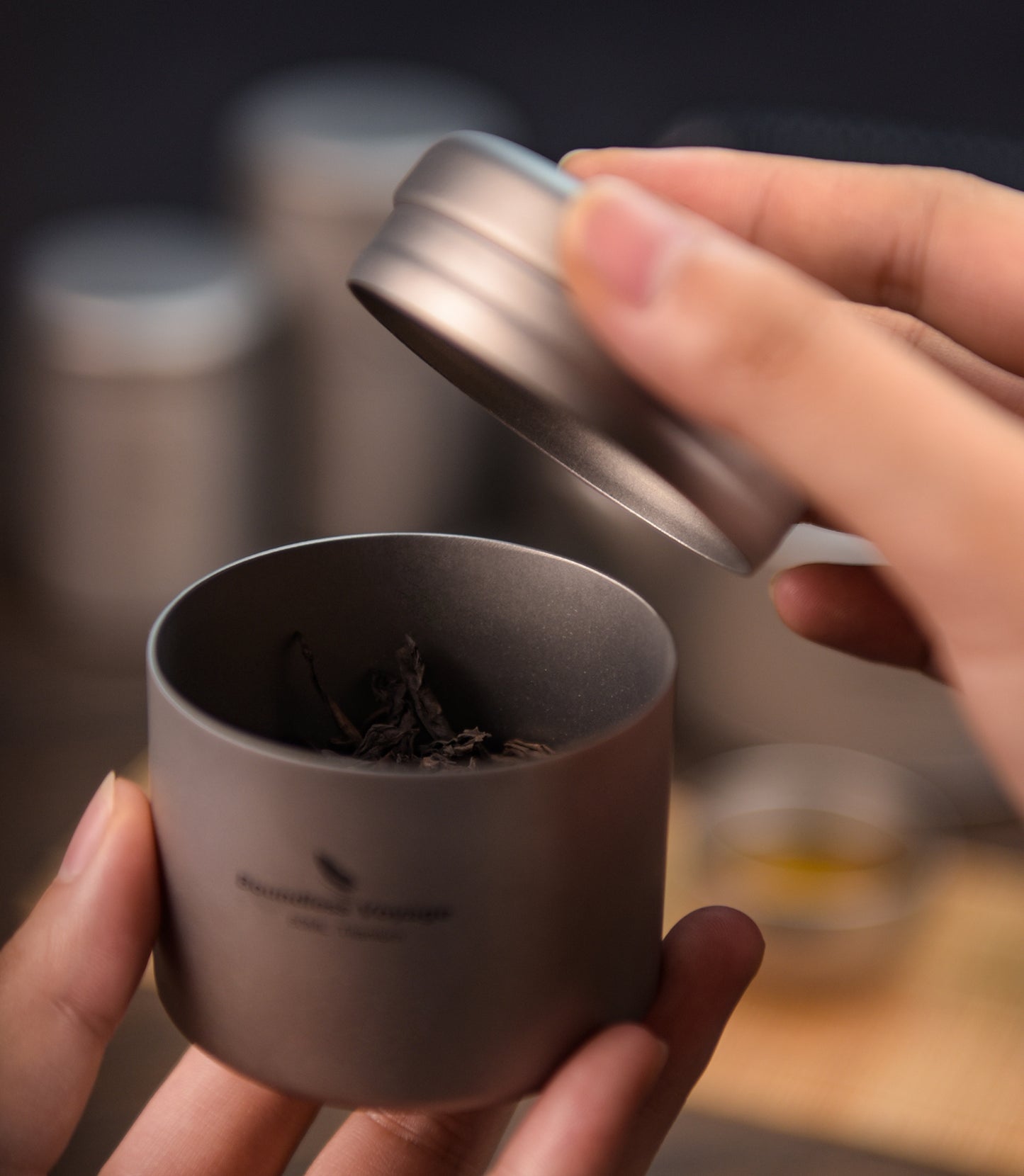 Boundless Voyage 120ml Titanium Tea Caddy – Ultralight Portable Tea Canister for Loose Leaf Tea, Coffee Beans, Spices & Dry Storage Container
