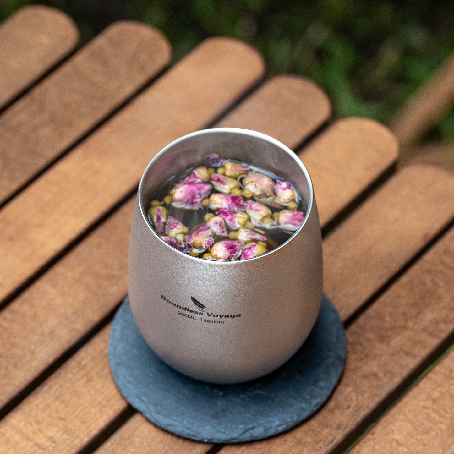 Boundless Voyage Titanium Double-Wall Cup – Ultralight TA1 Camping Coffee Mug for Travel, Hiking & Outdoor Use