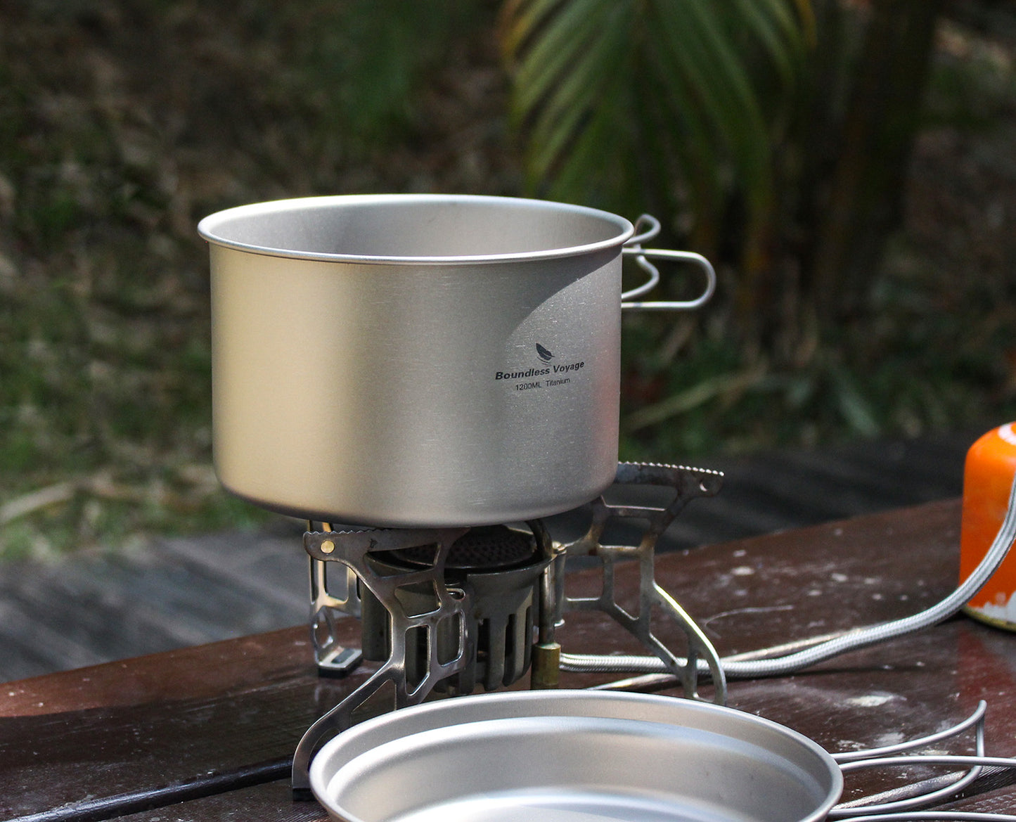 Boundless Voyage Titanium Pot & Frying Pan Set 1200ml – Ultralight Camping Cookware, Nesting TA1 Titanium Cooking Set for Backpacking, Hiking & Outdoor Cooking