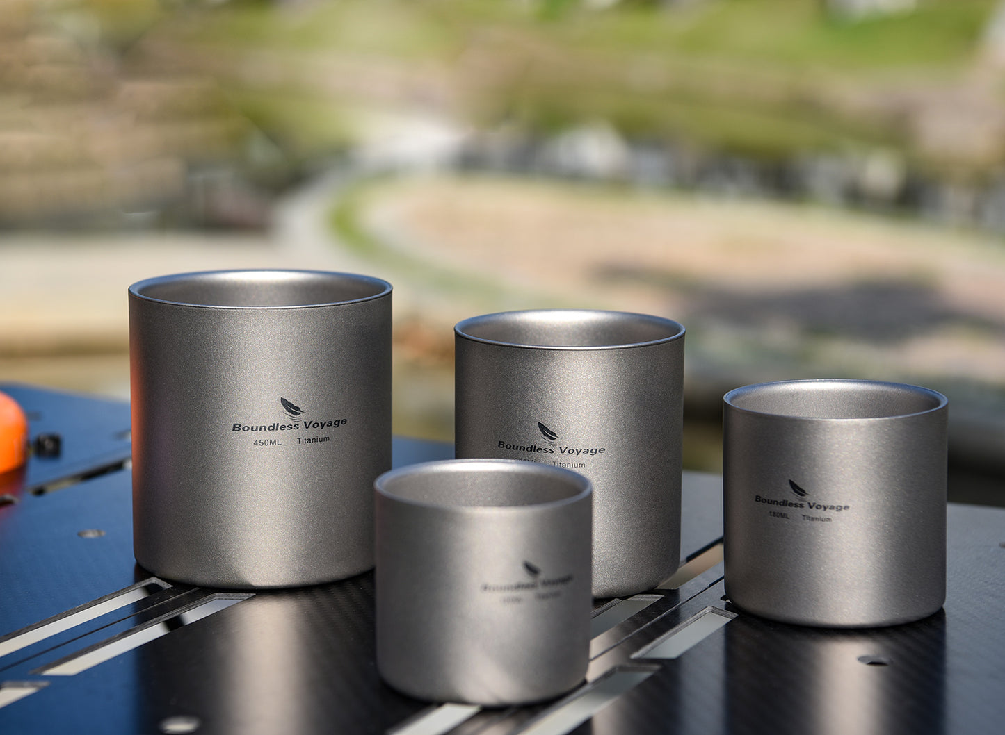 Boundless Voyage 3-Piece Double-Walled Titanium Cup Set | 120ml+180ml+300ml Insulated Camping Mugs | Ultralight Anti-Scalding Nesting Cup Set