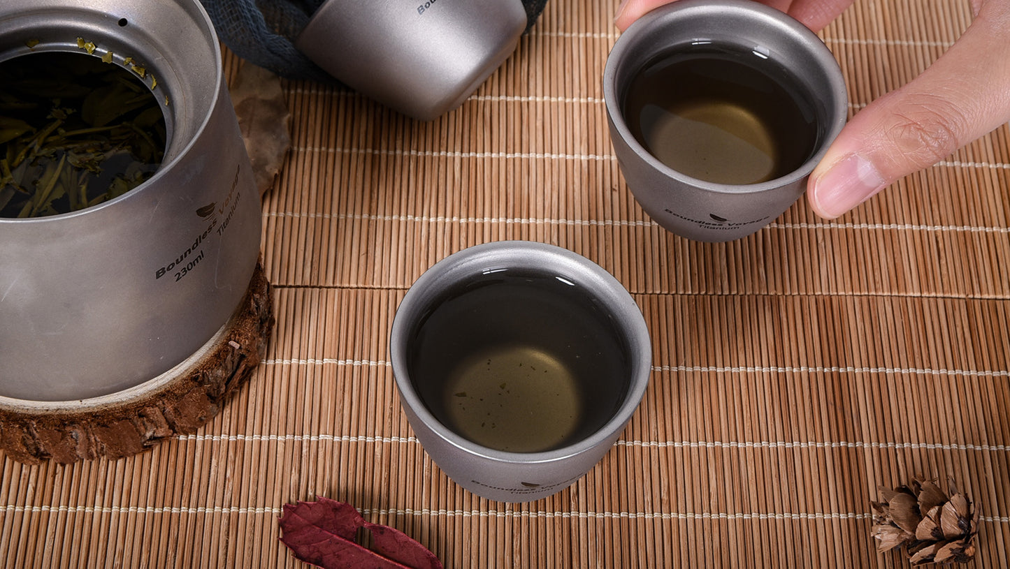 Boundless Voyage 40ml Double-Wall Titanium Sake Cup – Ultralight Insulated Shot Mug, TA1 Titanium Mini Cup for Whiskey, Tea & Outdoor Camping