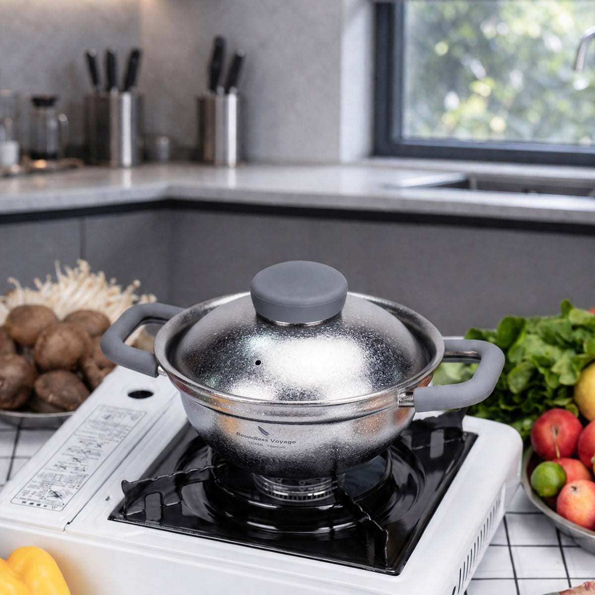 Boundless Voyage 1200ml Pure Titanium Cooking Pot with Lid – 1.2L Non-Coated Soup Pot for Camping, Hot Pot & Home Cooking