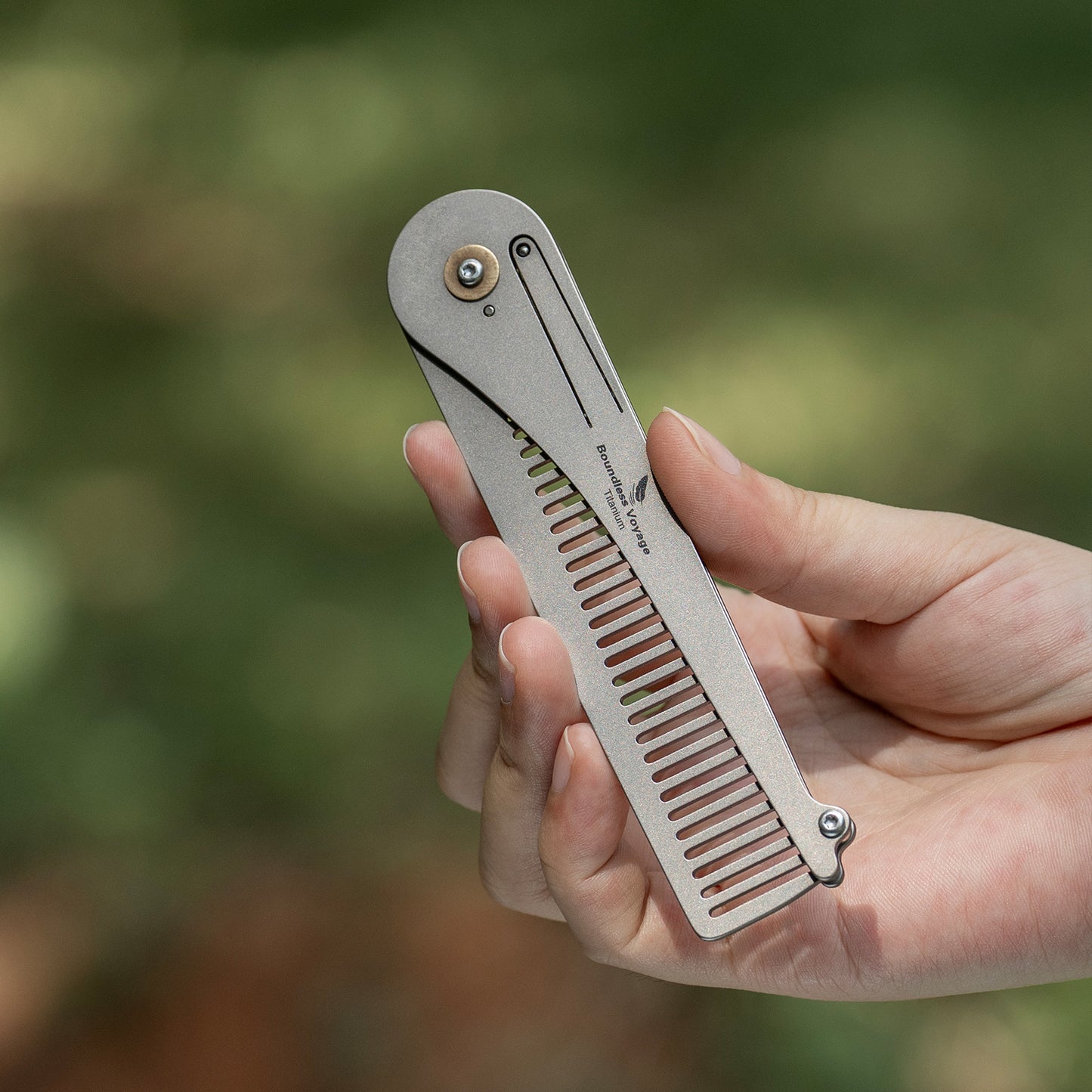 Boundless Voyage Titanium Foldable Comb – Portable EDC Pocket Comb for Travel, Camping & Everyday Grooming