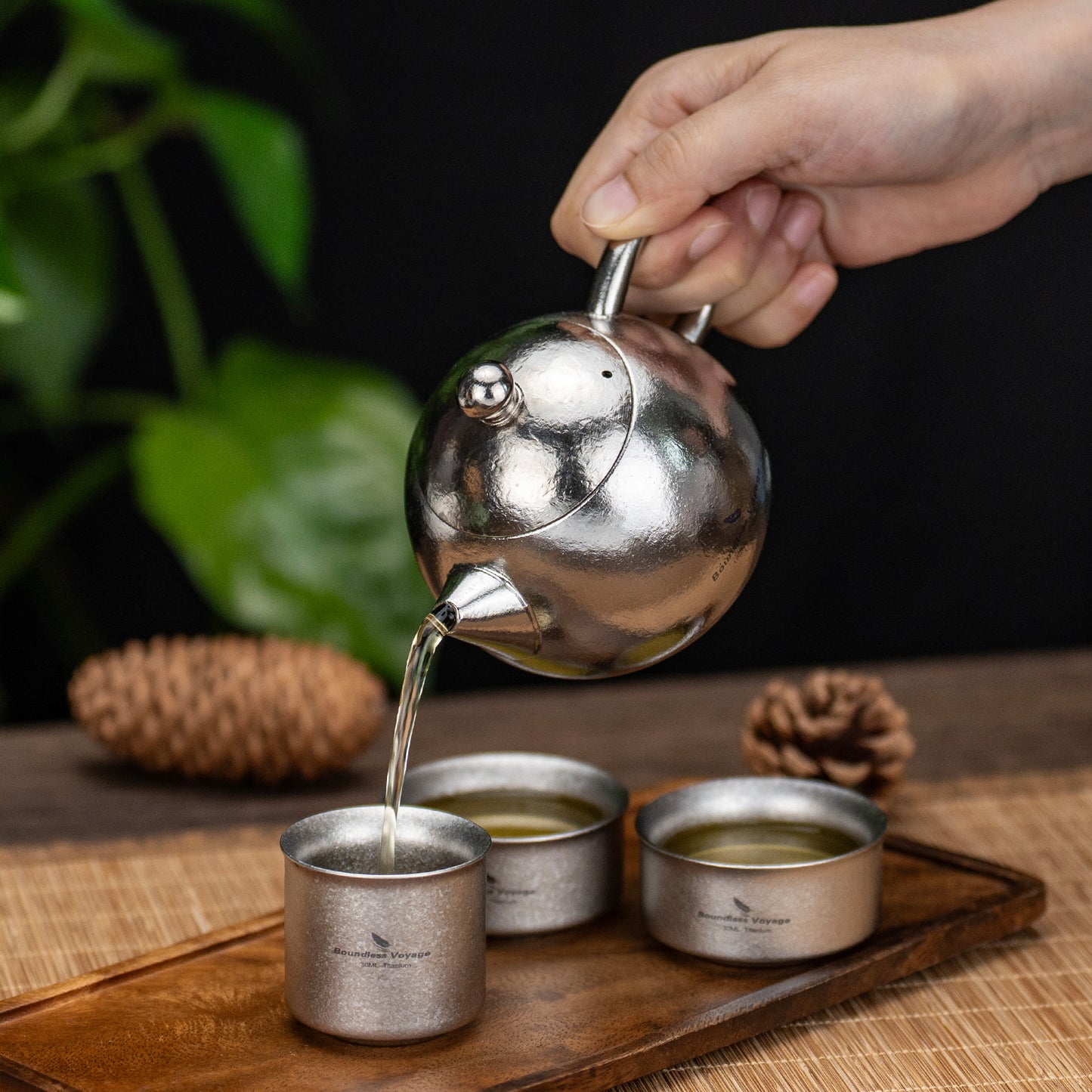 Boundless Voyage Titanium Teapot Set 180ml – Ultralight Tea Set with 3  30ml Cups for Camping, Travel & Home Tea Brewing