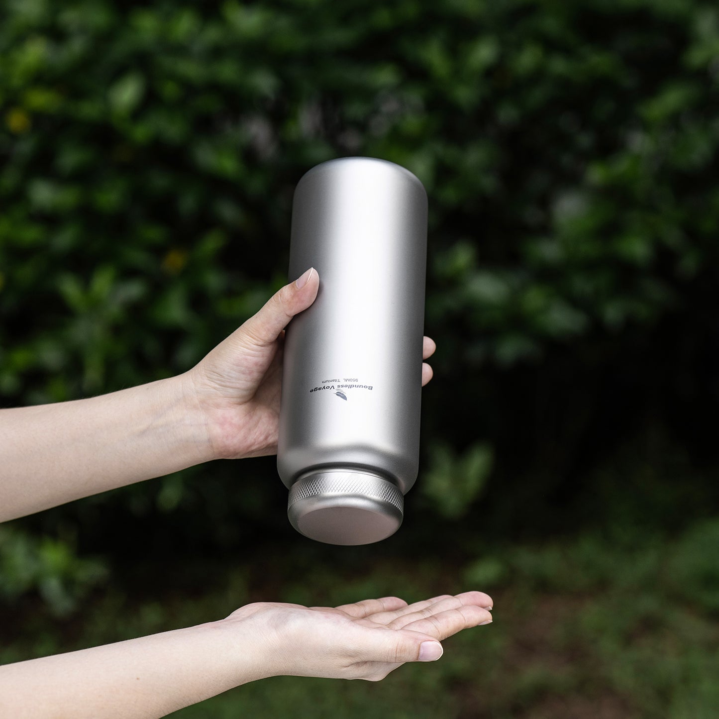 Boundless Voyage 950ml Titanium Water Bottle with Lids – TA1 Ultralight Wide Mouth Canteen for Hiking, Camping & Travel