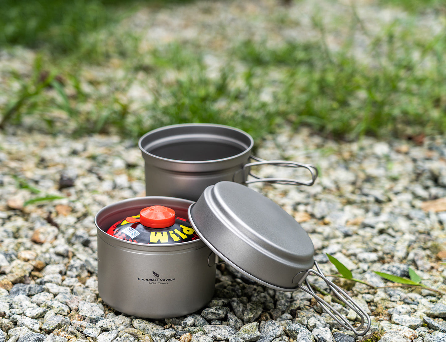 Boundless Voyage Titanium Cookware Set (3-Piece) – Ultralight Camping Pot, Pan & Cooking Set, Nesting TA1 Titanium Gear for Backpacking, Hiking & Outdoor Cookin