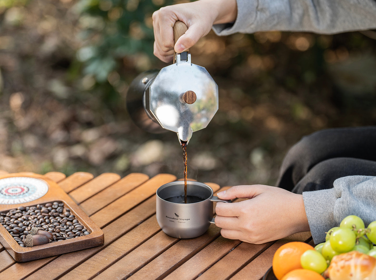 Boundless Voyage  200ml Titanium Double Wall Mug Metal Coffee Tea Cup Mini Espresso Cup Outdoor Camping Travel Ultralight Durable Portable Drinkware