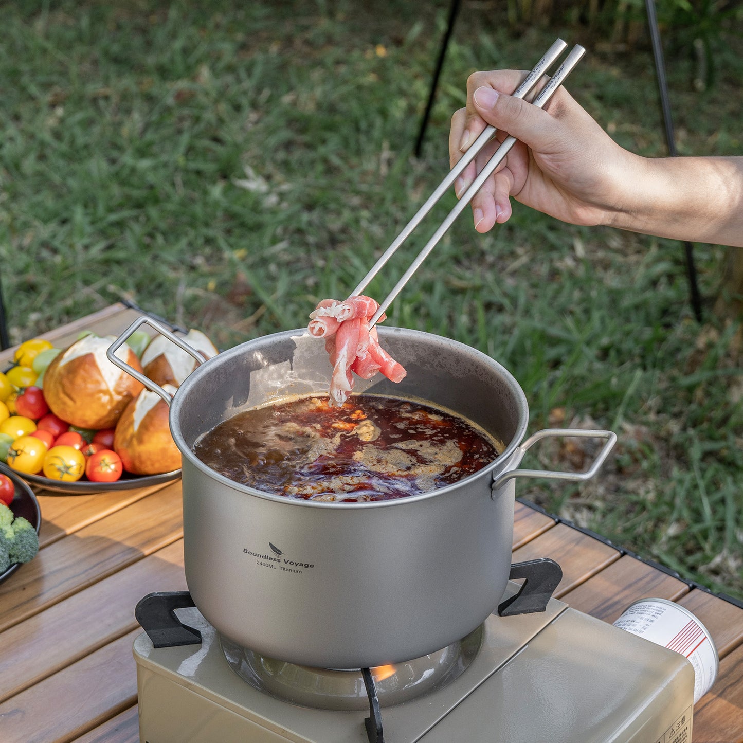 Boundless Voyage Titanium 3pcs Camping Cookware Mess Kit, Camping Cooking Set,  Portable Nonstick Camp Pots Set 1.4L 1.6L 2.4L for Outdoor Camping