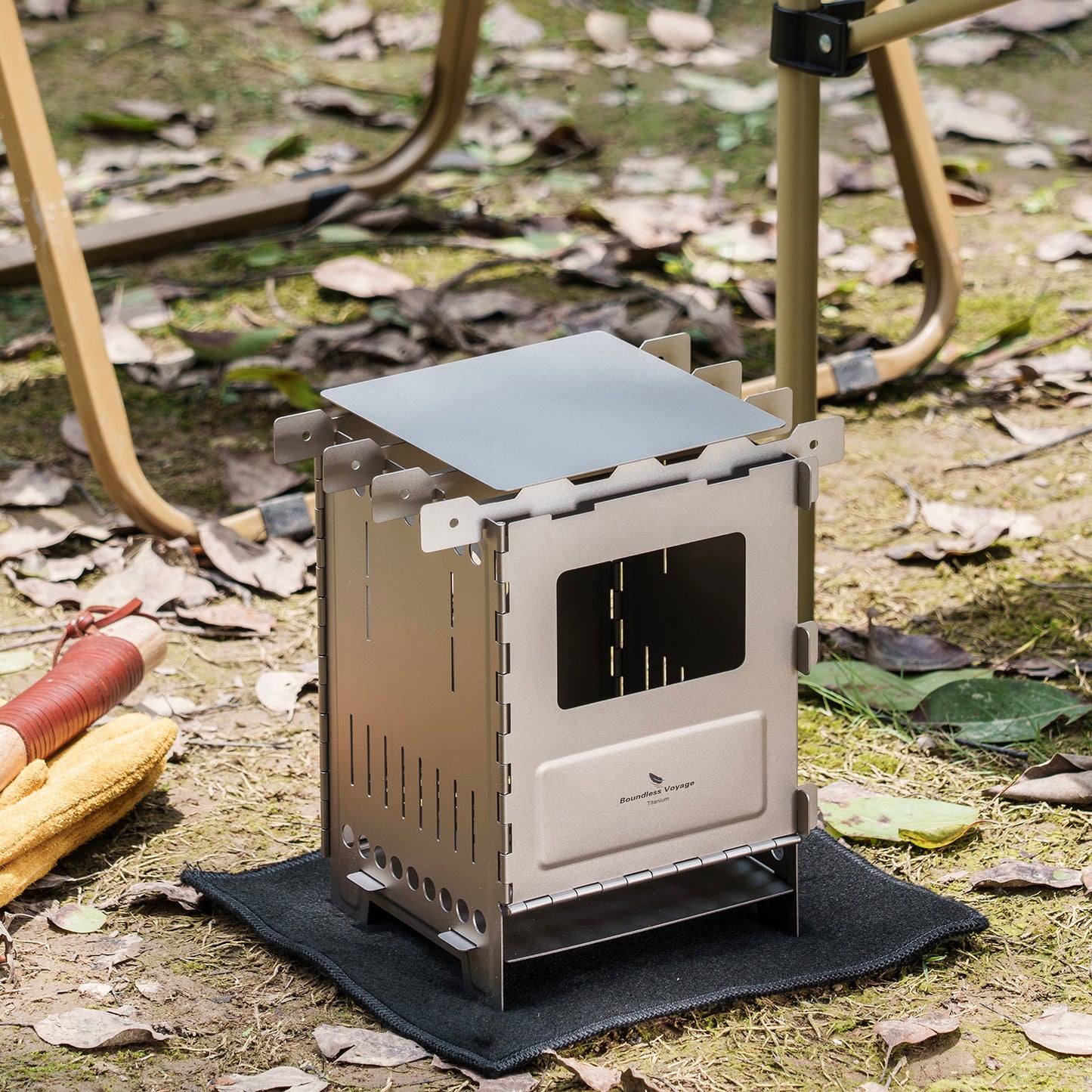 Boundless Voyage Titanium Wood Stove Ultralight Camping Charcoal Burner for Backpacking Hiking & Outdoor Cooking