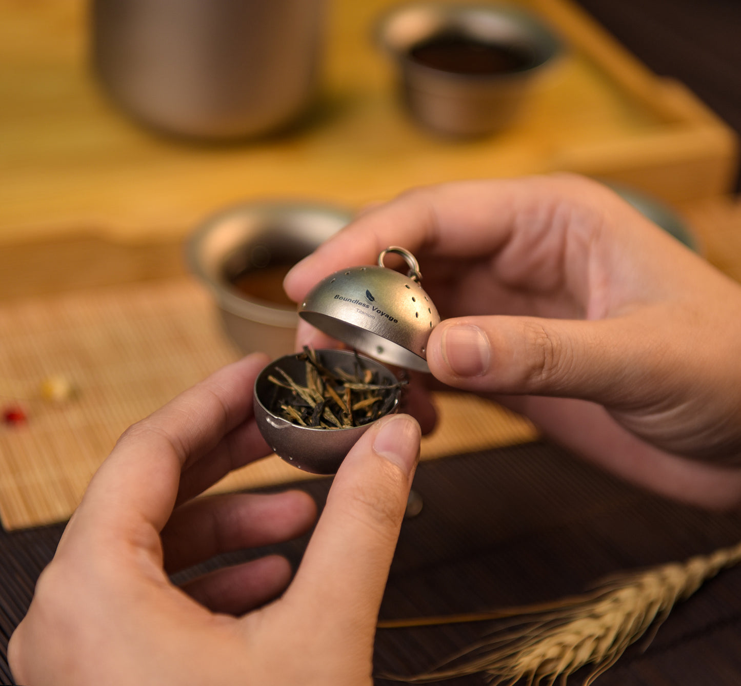 Boundless Voyage 10g Ultralight Titanium Tea Ball Infuser | Extra Fine Mesh Tea Steeper with Extended Chain | Rust-Proof Portable Filter for Loose Leaf Tea