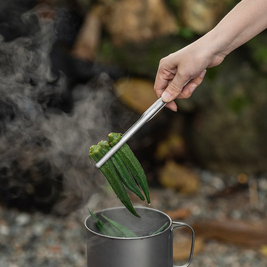 Boundless Voyage Titanium BBQ Tongs 21cm – Ultralight Heat-Resistant Grilling Tongs for Camping, Outdoor Cooking & BBQ