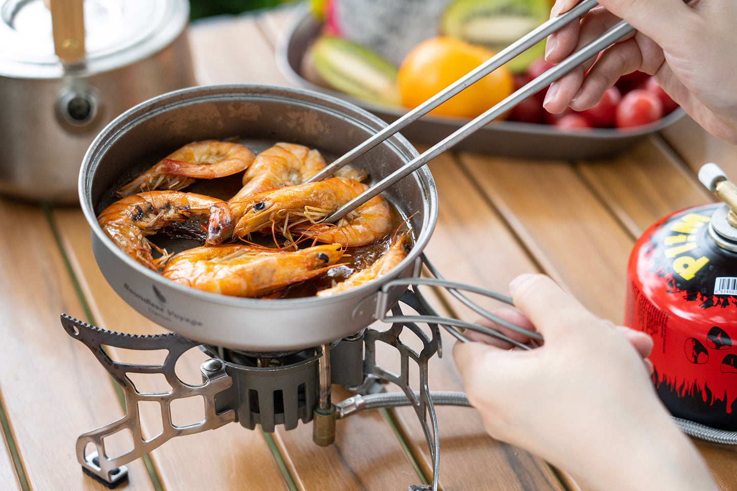 Boundless Voyage TA1 Titanium Pot & Pan Set 500ml + 1000ml with Lid – Ultralight Camping Cookware with Folding Handles for Hiking, Picnic & Outdoor Cooking