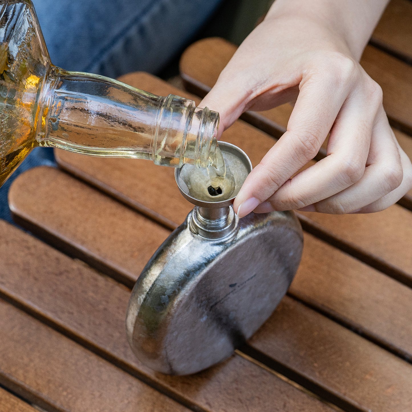 Boundless Voyage 180ml Crystallized Titanium Hip Flask | Luxury Ice-Texture Round Whiskey Bottle with Funnel | Ultralight & Non-Toxic Liquor Flagon for Gifting, EDC & Travel