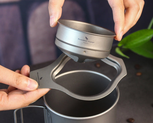 Boundless Voyage Titanium Coffee Mesh Filter + Stand M  Lightweight Reusable Paperless Coffee Dripper for Outdoor Camping  Travel