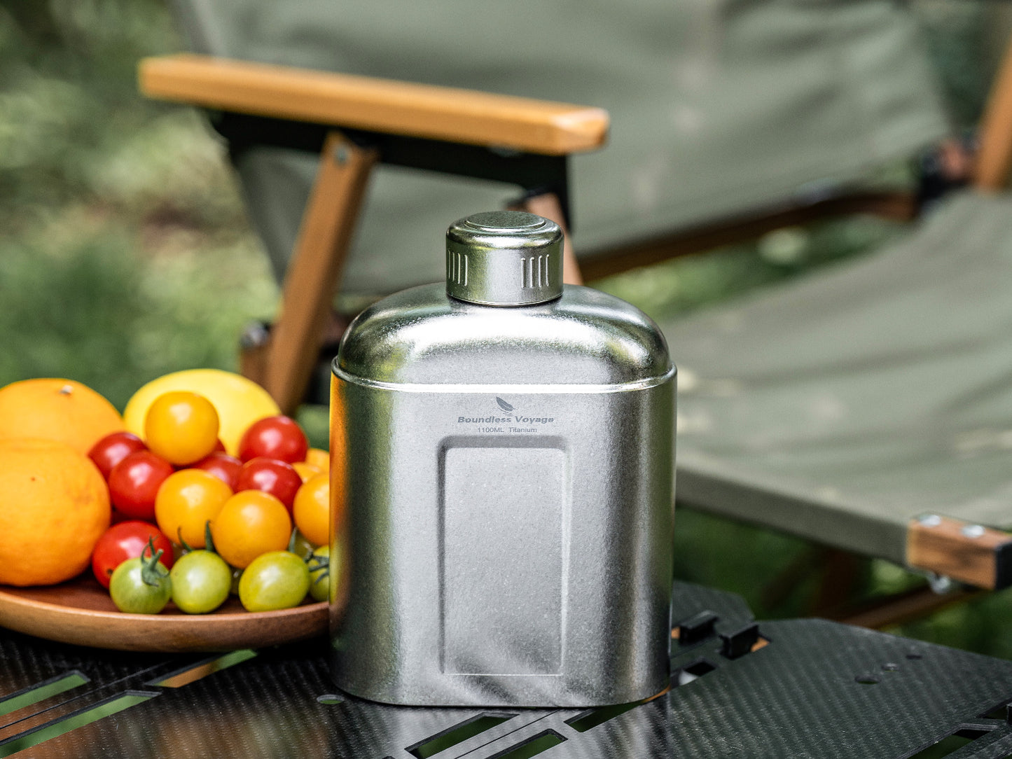 Boundless Voyage 1100ml TA1 Titanium Water Bottle – Single Wall Open-Fire Canteen with Leakproof Lid & Carry Sleeve for Camping & Outdoor Survival