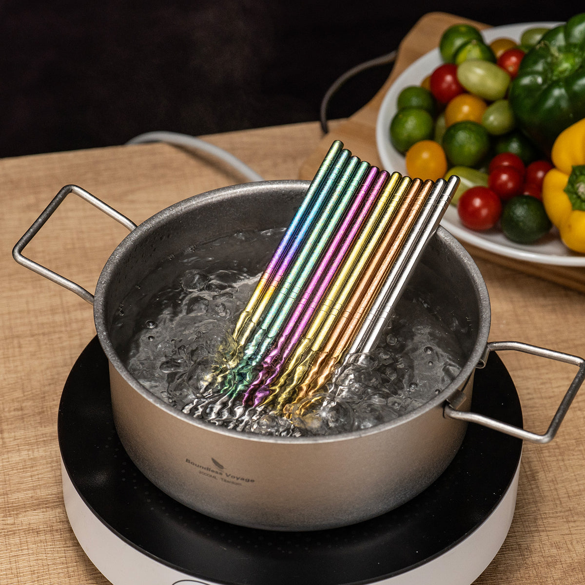 Boundless Voyage Colorful Titanium Chopsticks – Ultralight Non-Slip Reusable Chopsticks for Camping, Travel & Everyday Dining