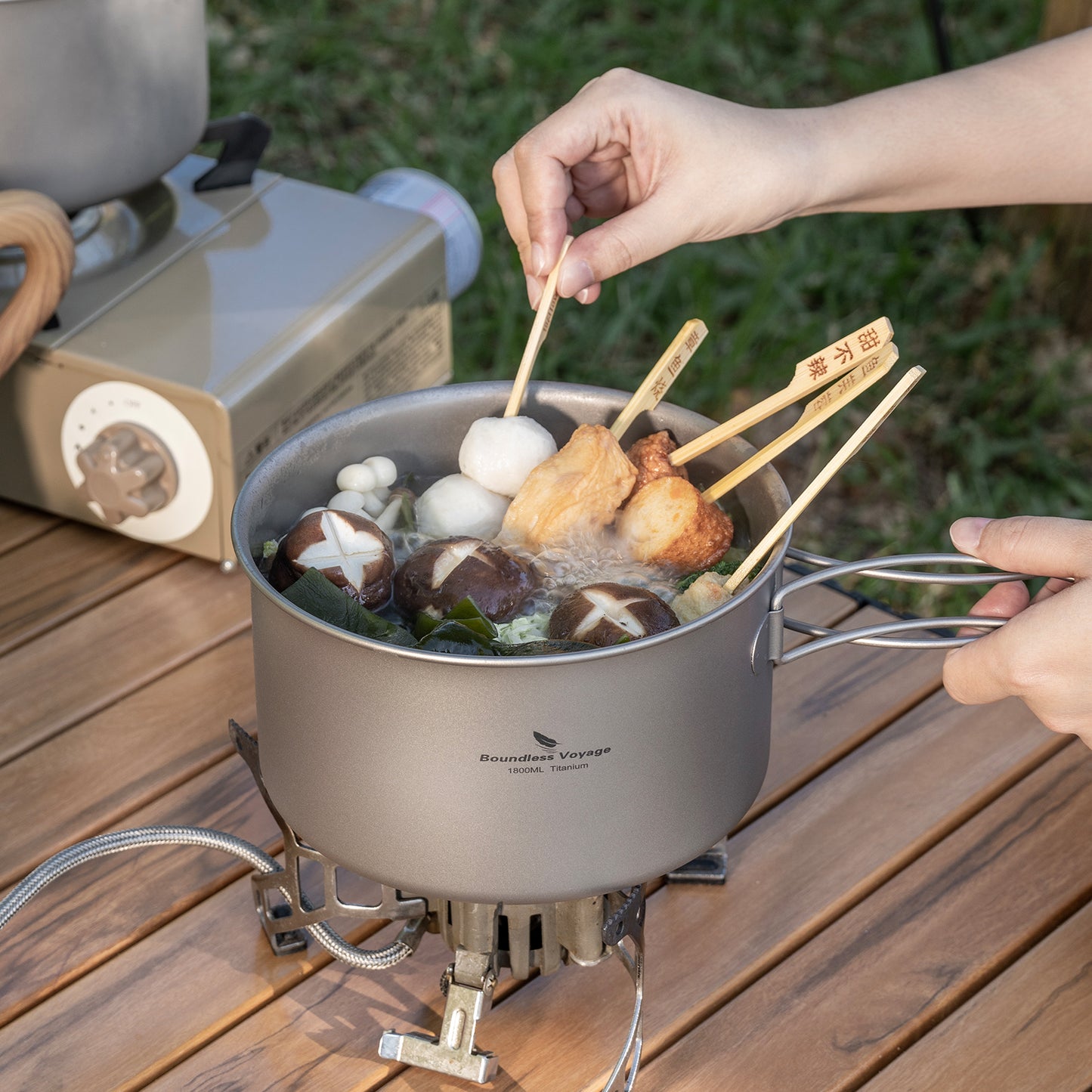 Boundless Voyage Titanium Cookware Set 3-Piece (1.2L/1.8L/2.4L) – Ultralight Camping Pots Set, Nesting Titanium Cooking Kit for Backpacking, Hiking & Outdoor Cooking