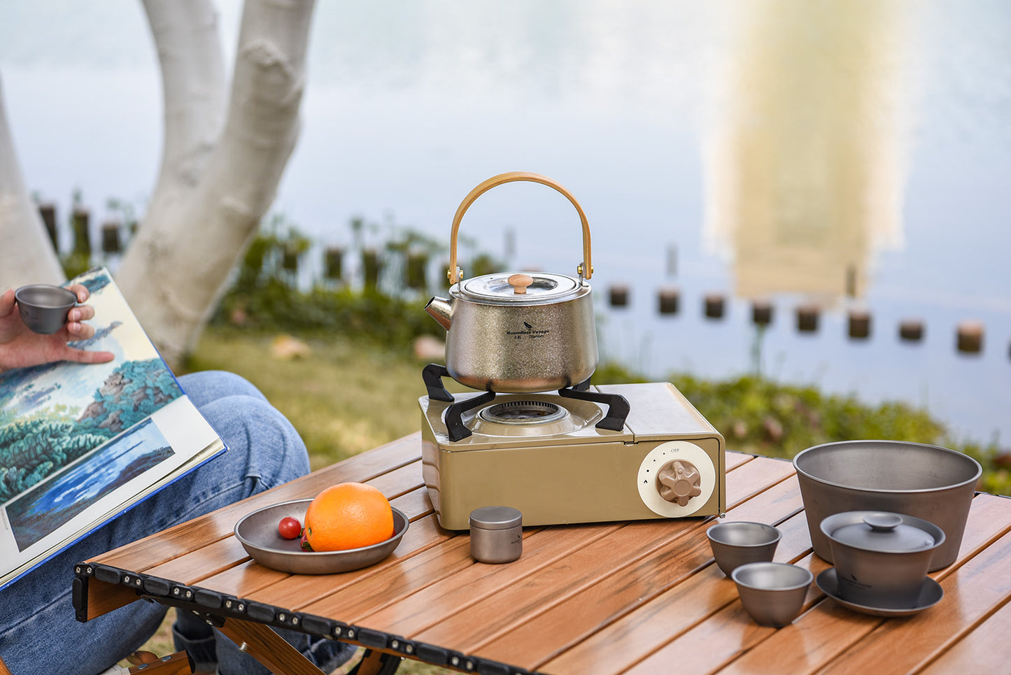 Boundless Voyage 800ml Crystallized Titanium Kettle | Ultralight Teapot with Anti-Scald Wooden Handle | Premium Tea & Coffee Pot for Camping