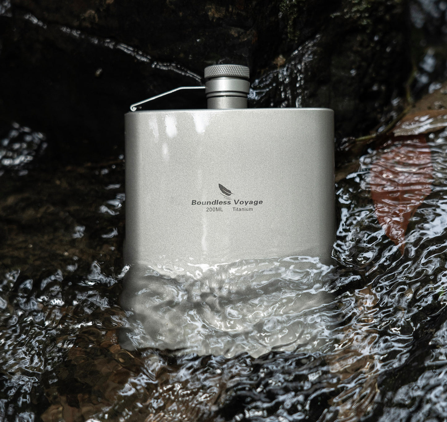Boundless Voyage 7oz Titanium Flask – Ultralight 200ml Pocket Liquor Bottle, Pure TA1 Titanium, Leakproof Travel Hip Flask for Camping, Hiking & Outdoor Adventures