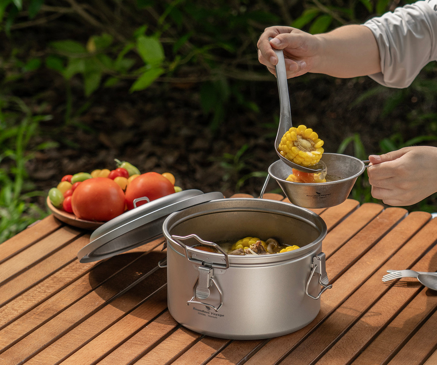 Boundless Voyage Titanium Camping Pot 3.2L  Ultralight Multifunctional Rice Cooker with Perforated Inner Liner for Hiking  Travel