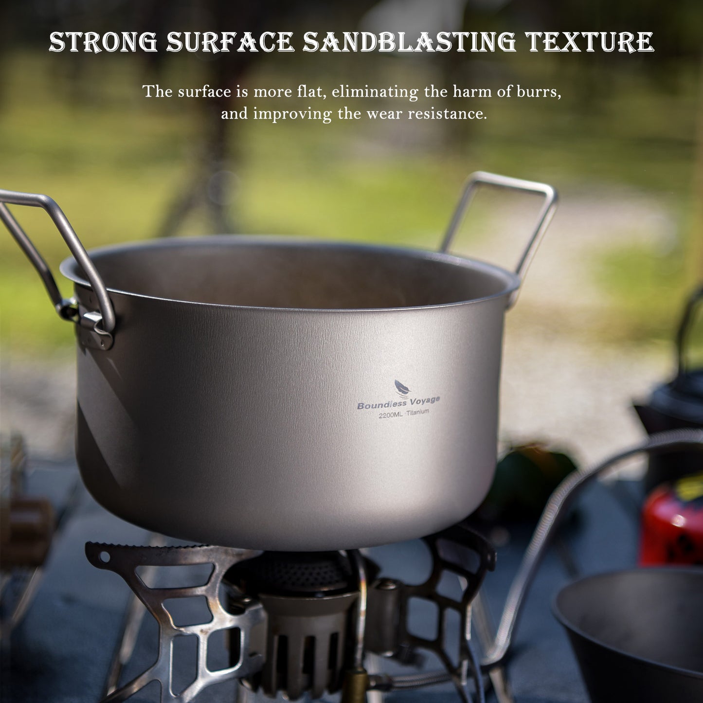 Boundless Voyage Titanium Pot with Steamer 2.2L +1.8L – Ultralight Multifunctional Camping Cookware with Steamer & Lid, TA1 Titanium Outdoor Cooking Kit for Camping, Hiking & Travel