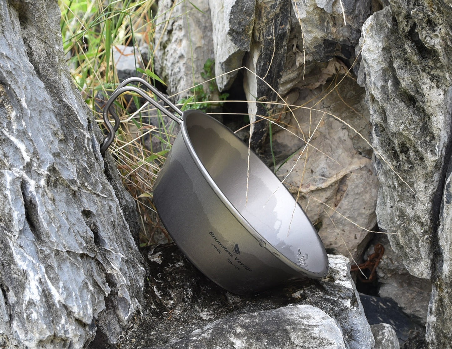 Boundless Voyage Titanium Sierra Cup 450ml – Ultralight Camping Mug Bowl with Handle for Cooking, Coffee & Outdoor Use