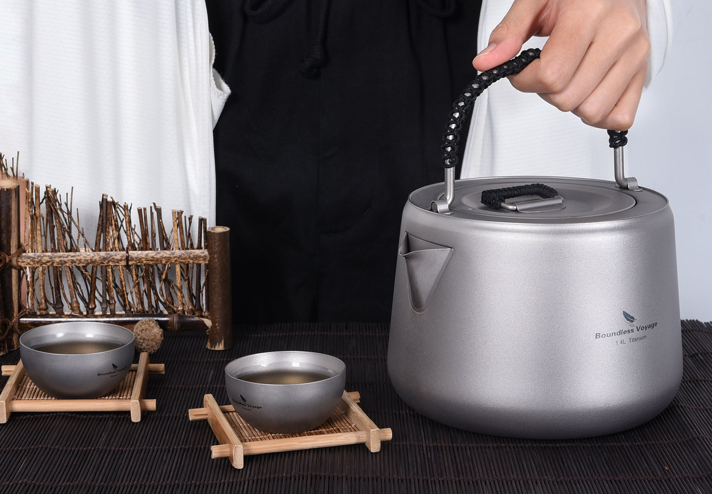 Boundless Voyage 1.4L Ultralight Titanium Kettle with Filter | Anti-Scald Handle & Lid | Perfect for Camping, Hiking, Tea & Coffee