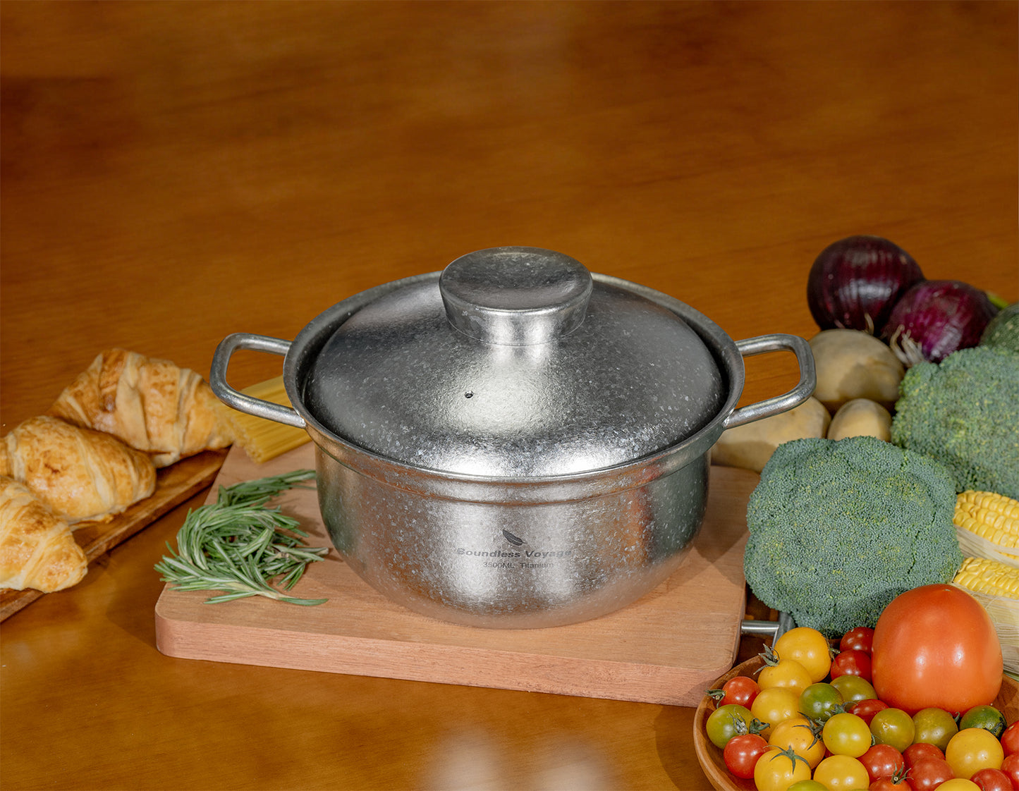 Boundless Voyage 3.5L Titanium Cooking Pot – Heavy-Duty Thick-Wall Stock Pot with Vented Lid for Home Kitchen & Outdoor Cooking