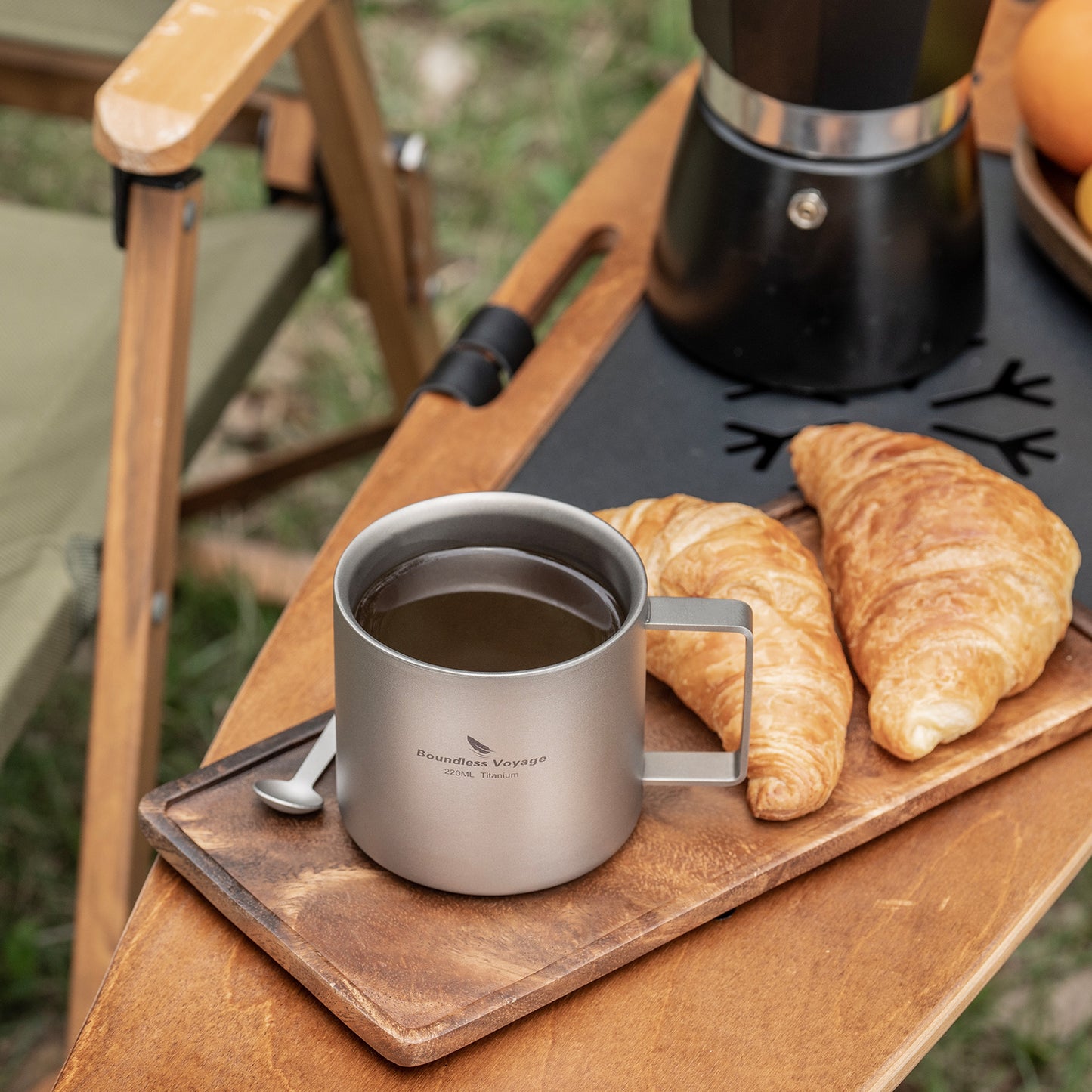 Boundless Voyage 220ml Double-Walled Titanium Cup | Ultralight Insulated Mini Coffee Mug | Anti-Scalding Tea Cup for Camping, Travel & Home