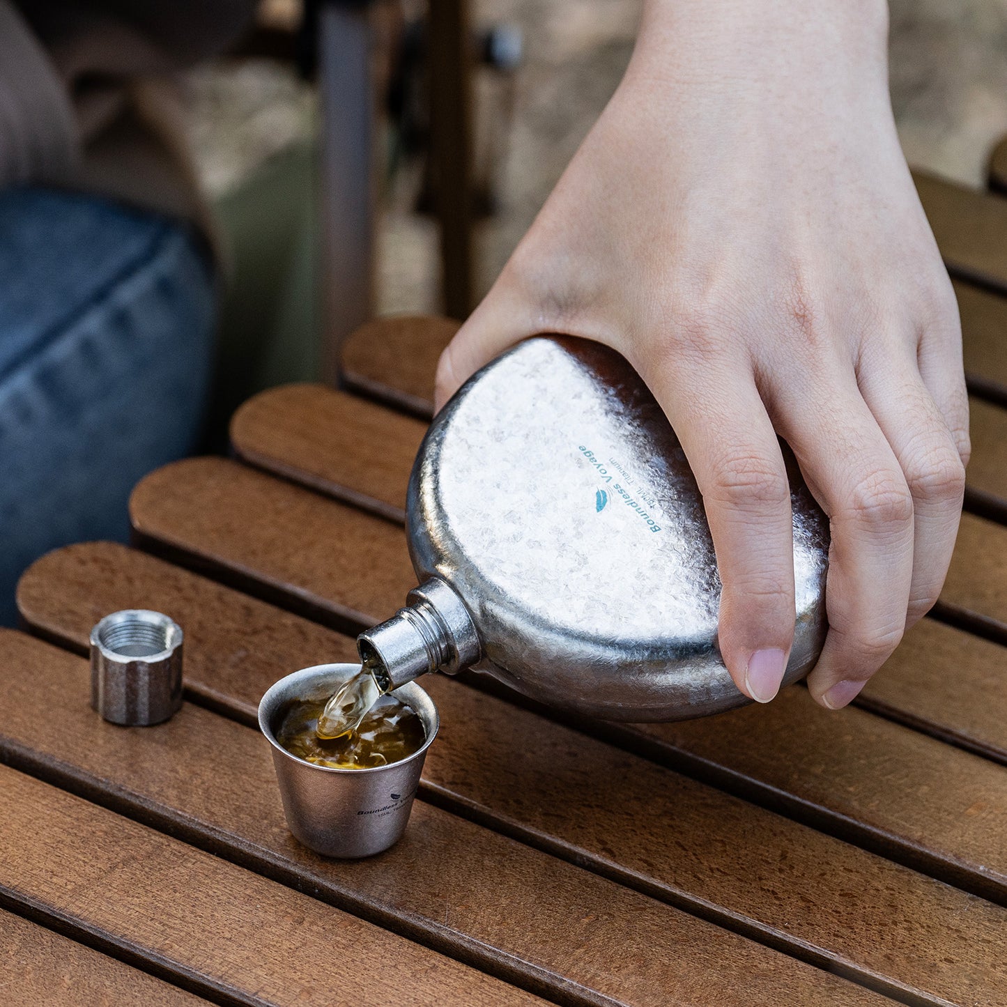 Boundless Voyage 180ml Crystallized Titanium Hip Flask | Luxury Ice-Texture Round Whiskey Bottle with Funnel | Ultralight & Non-Toxic Liquor Flagon for Gifting, EDC & Travel